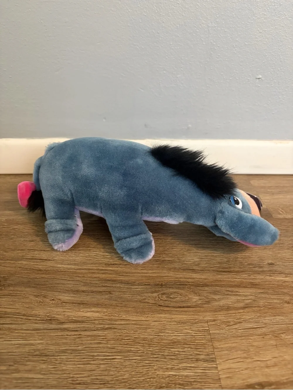GUND Eeyore Plush - Blue with Pink Tail Detail